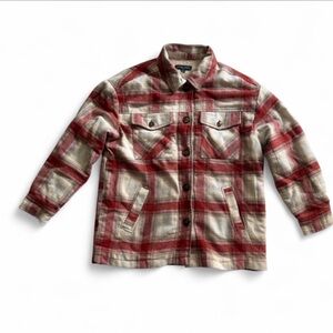 Love Tree Red Plaid Sherpa Lined Shacket Jacket Large